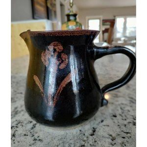 Noelle Carson Pottery Gorgeous Black Brown Stoneware Pitcher 5.75" Tall